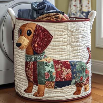Floral Dachshund Quilted Laundry Basket GFTOYC886