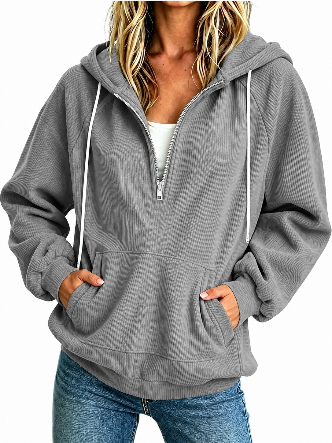 🔥Women's Cozy Half-Zip Hooded Pullover-Effortless Comfort for Everyday Style