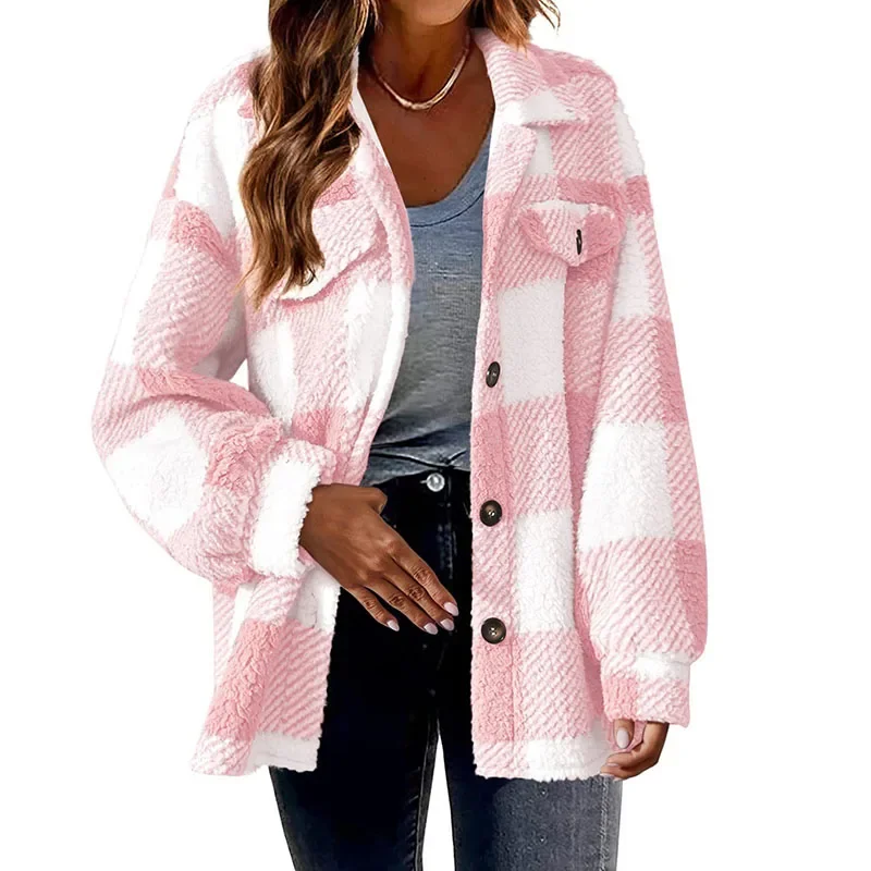 Xpqbb Vintage Classic Women Plaid Outwear Elegant Streetweat Single-Breasted Woolen Jacket Female Casual Loose Long Sleeve Coats