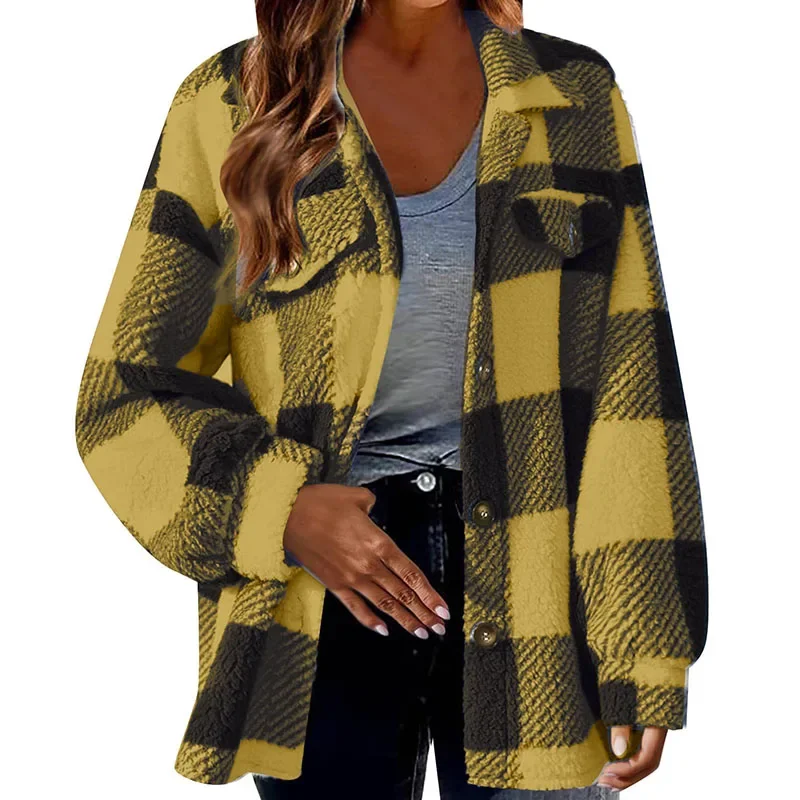 Xpqbb Vintage Classic Women Plaid Outwear Elegant Streetweat Single-Breasted Woolen Jacket Female Casual Loose Long Sleeve Coats