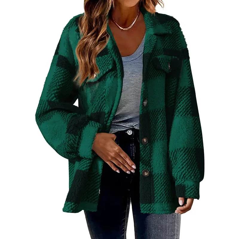Xpqbb Vintage Classic Women Plaid Outwear Elegant Streetweat Single-Breasted Woolen Jacket Female Casual Loose Long Sleeve Coats