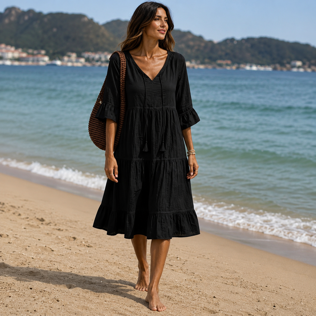 Boho dress with ruffles