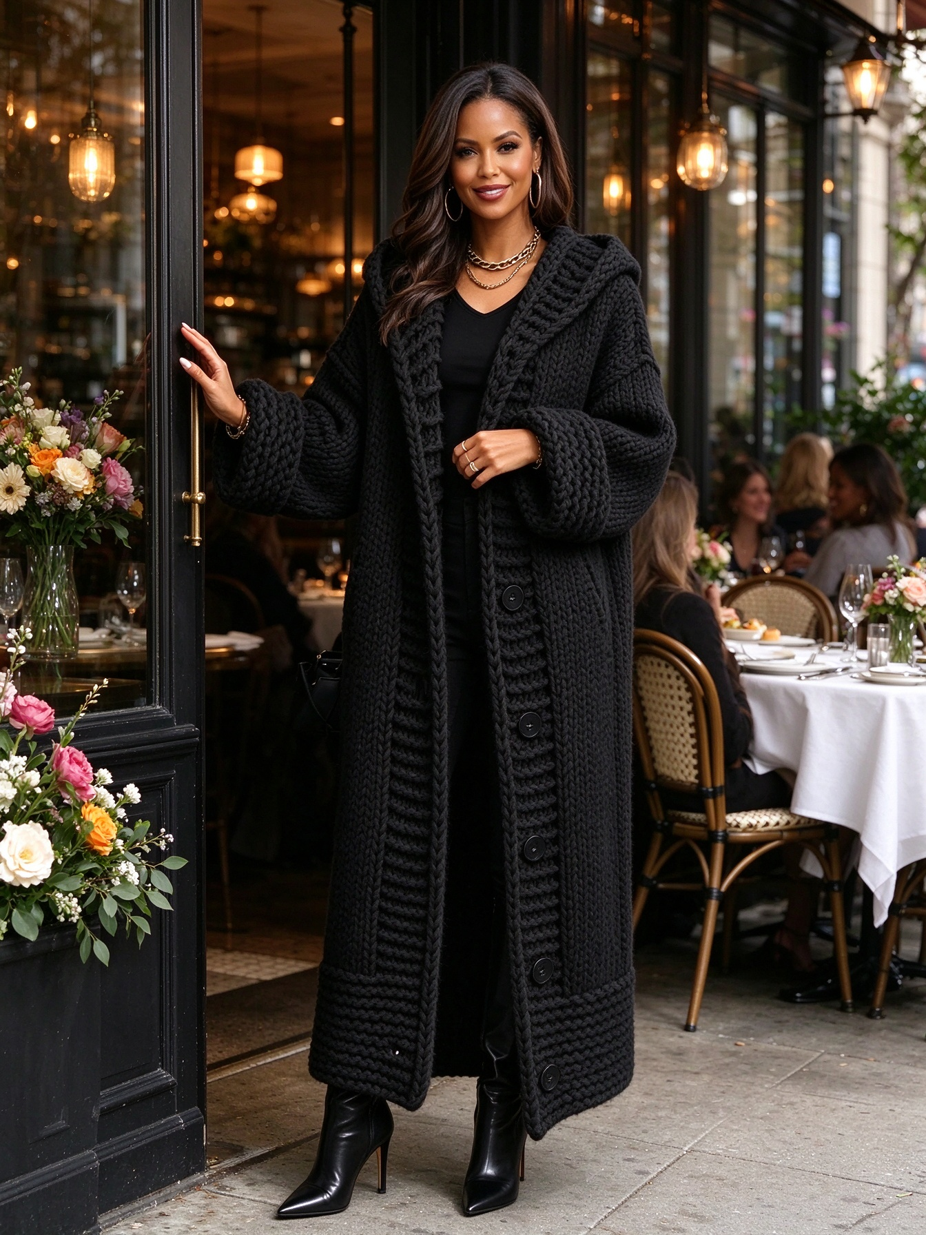 【Final Day 50% OFF】Women's Long Chunky Knit Hooded Cardigan – Relaxed Fit Casual Layer