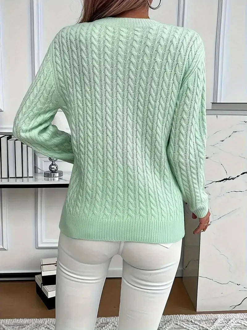 50% OFF Today | Classic Cable Knit Sweater – Loose Fit