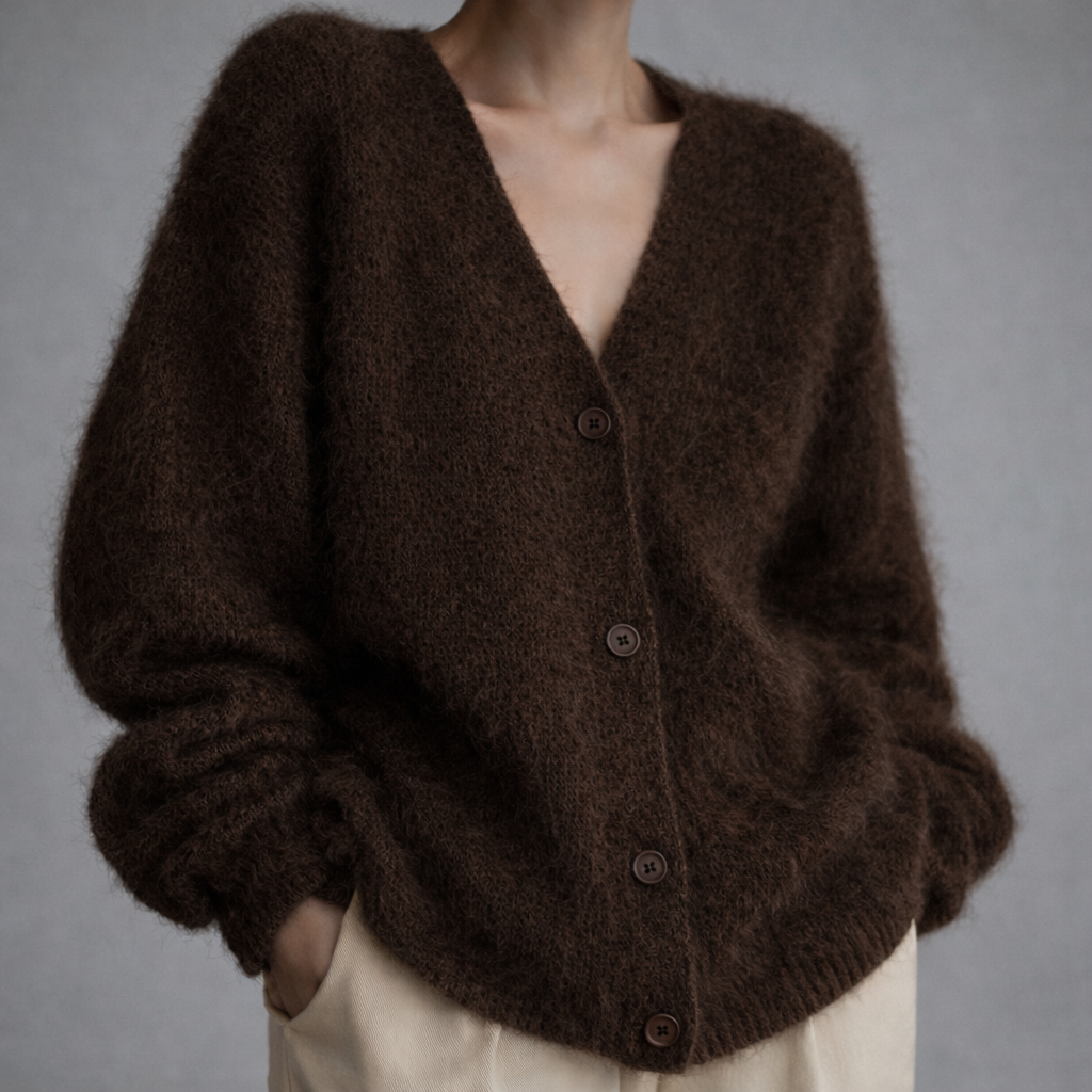 Soft V-Neck Button Knit Cardigan