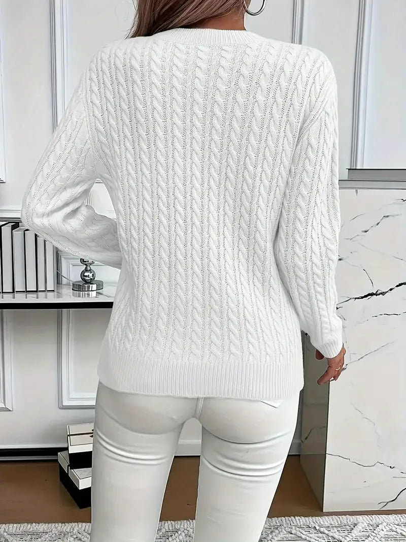 50% OFF Today | Classic Cable Knit Sweater – Loose Fit