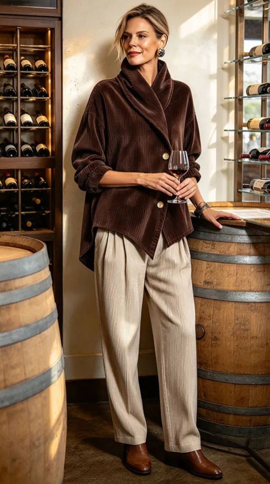CLEARANCE SALE🔥Asymmetric Shawl Collar Corduroy Top