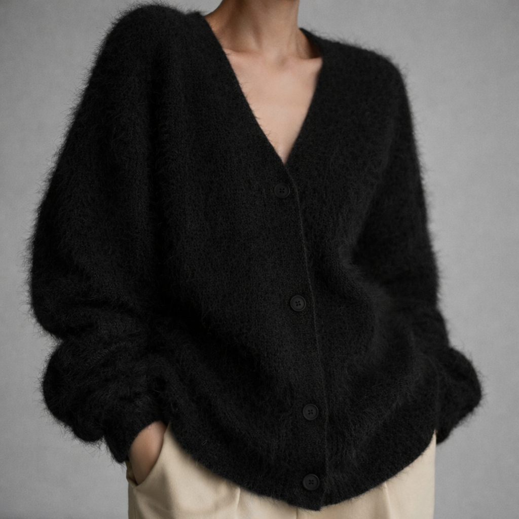 Soft V-Neck Button Knit Cardigan