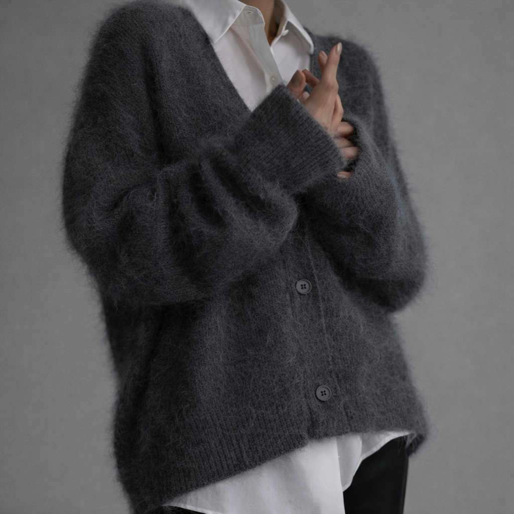 Soft V-Neck Button Knit Cardigan