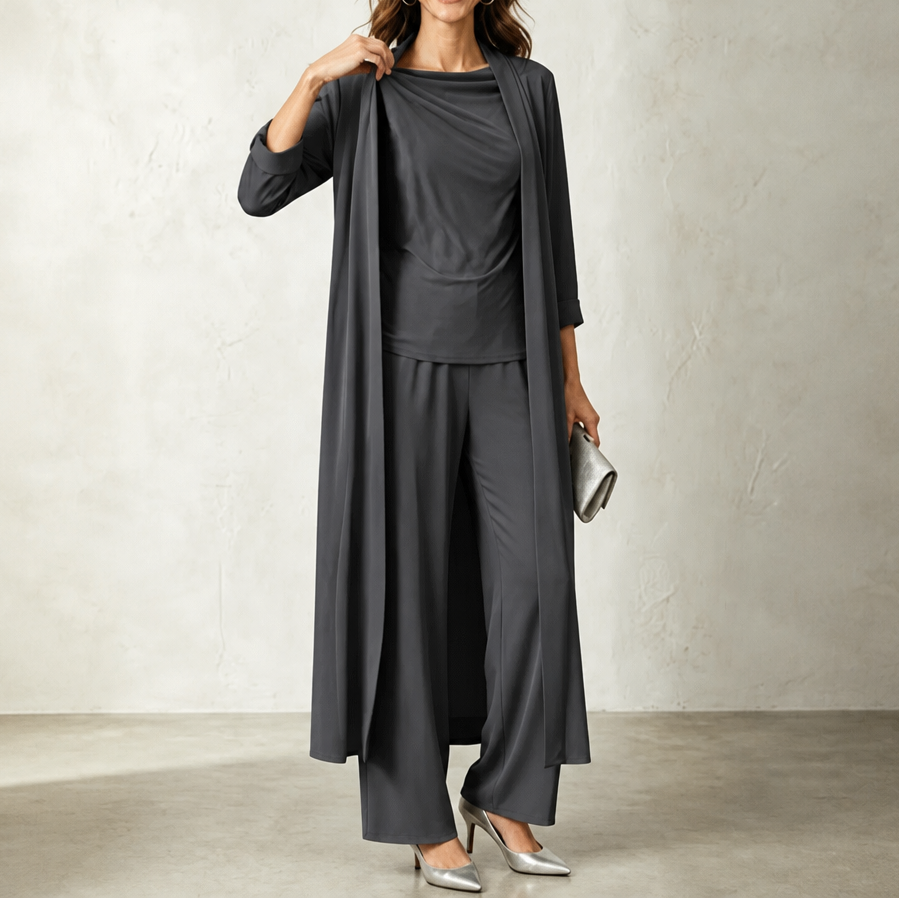 Swing Collar Cardigan Wide-Leg Pants Set