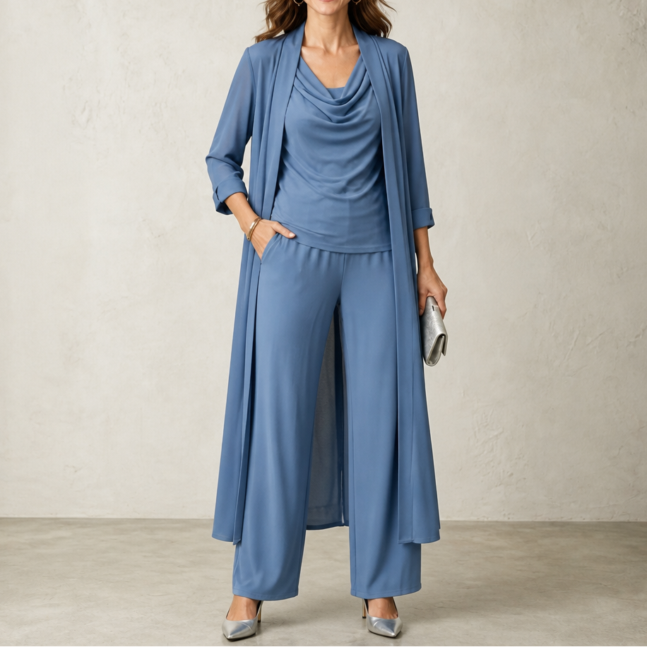 Swing Collar Cardigan Wide-Leg Pants Set