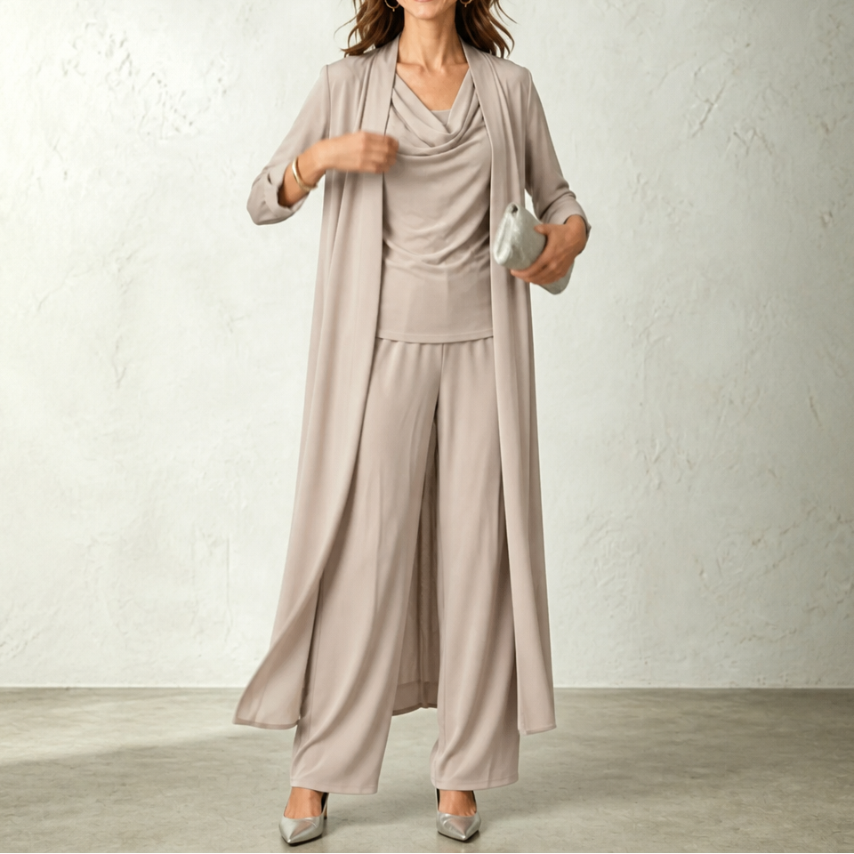 Swing Collar Cardigan Wide-Leg Pants Set