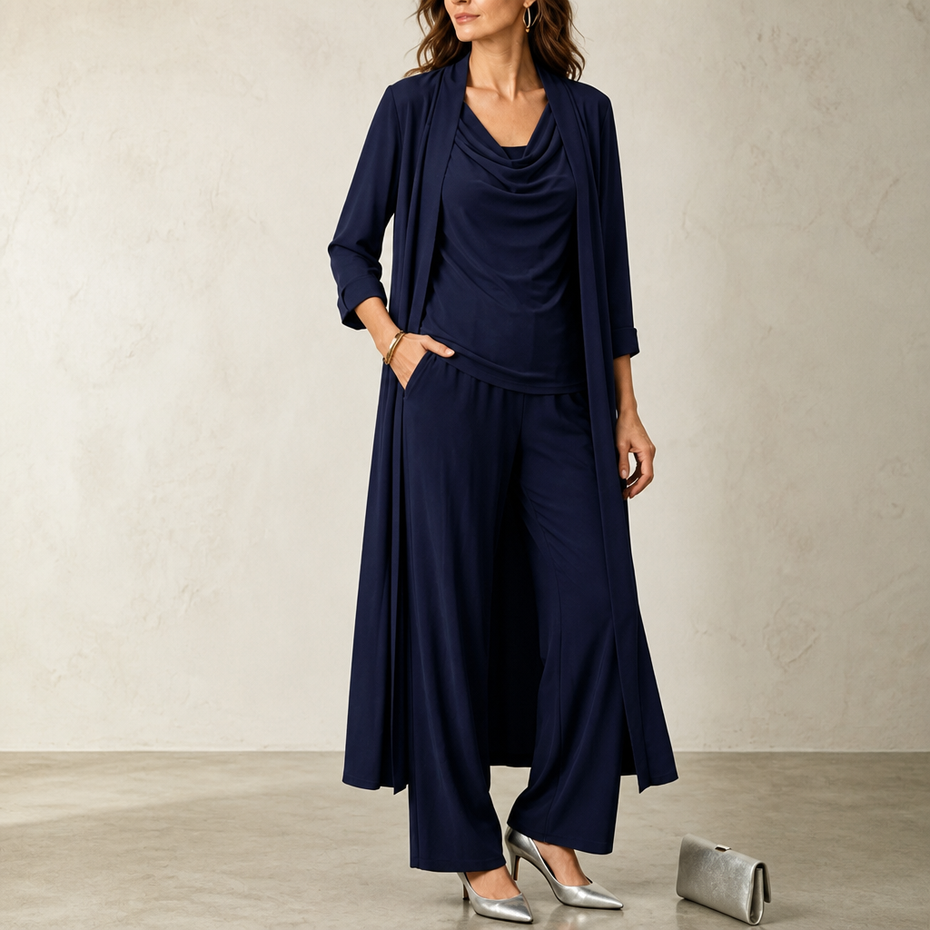Swing Collar Cardigan Wide-Leg Pants Set