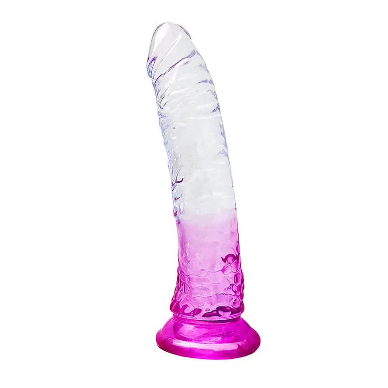 Clear Crystal Purple Suction Dildo