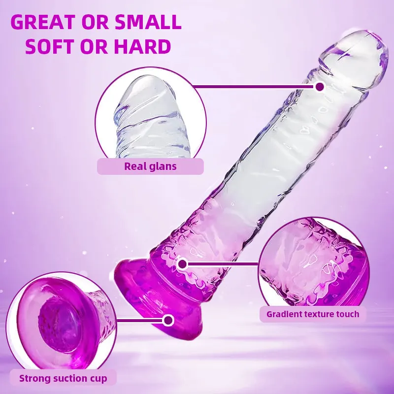 Clear Crystal Purple Suction Dildo