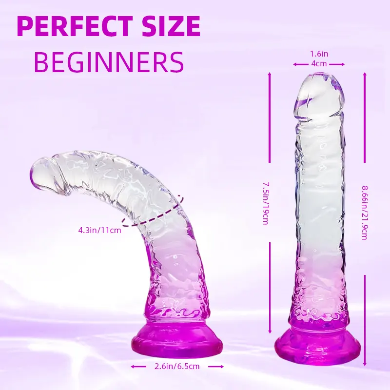 Clear Crystal Purple Suction Dildo