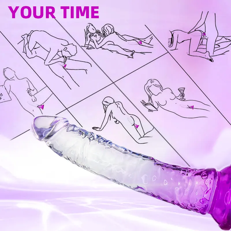 Clear Crystal Purple Suction Dildo