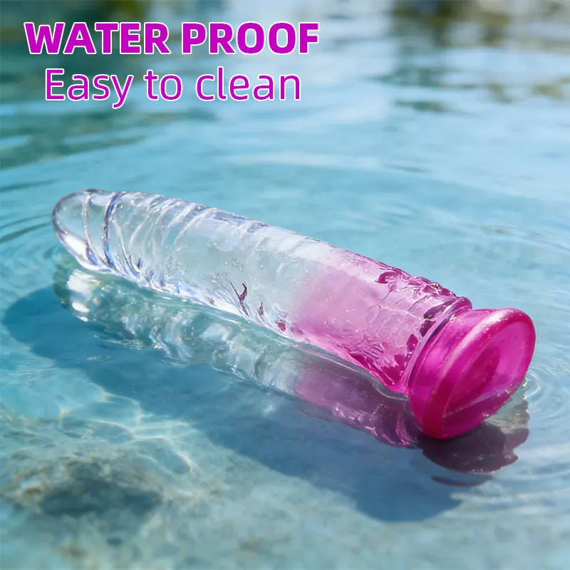 Clear Crystal Purple Suction Dildo