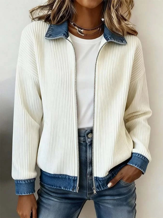 Clearance Sale! 🔥 Women's elegant slim-fit denim patchwork jacket