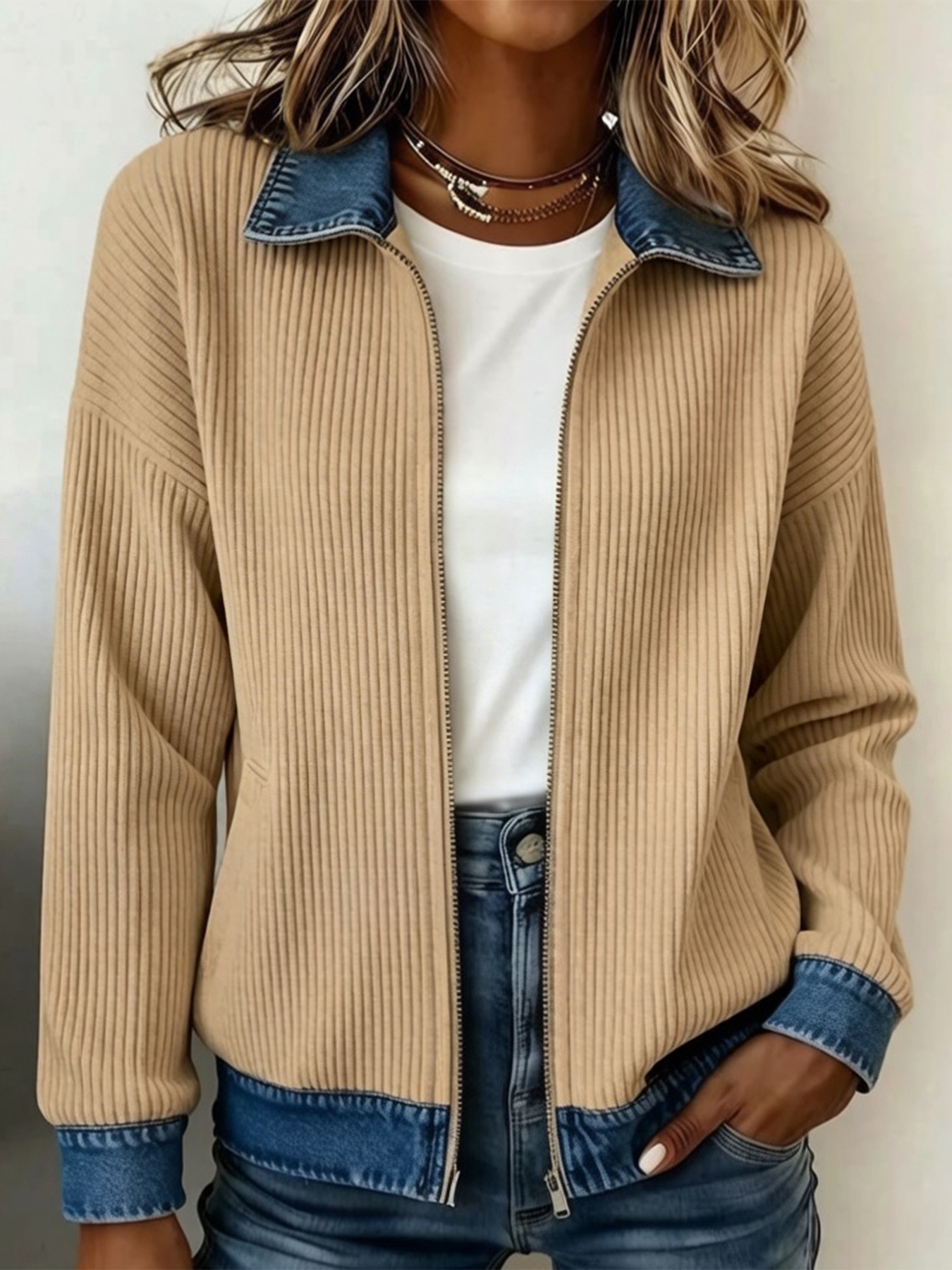 Clearance Sale! 🔥 Women's elegant slim-fit denim patchwork jacket
