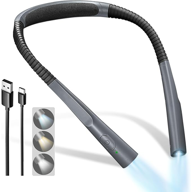 LED Neck-Hanging Reading Light — Eye-Caring, 3-Color Dimmable