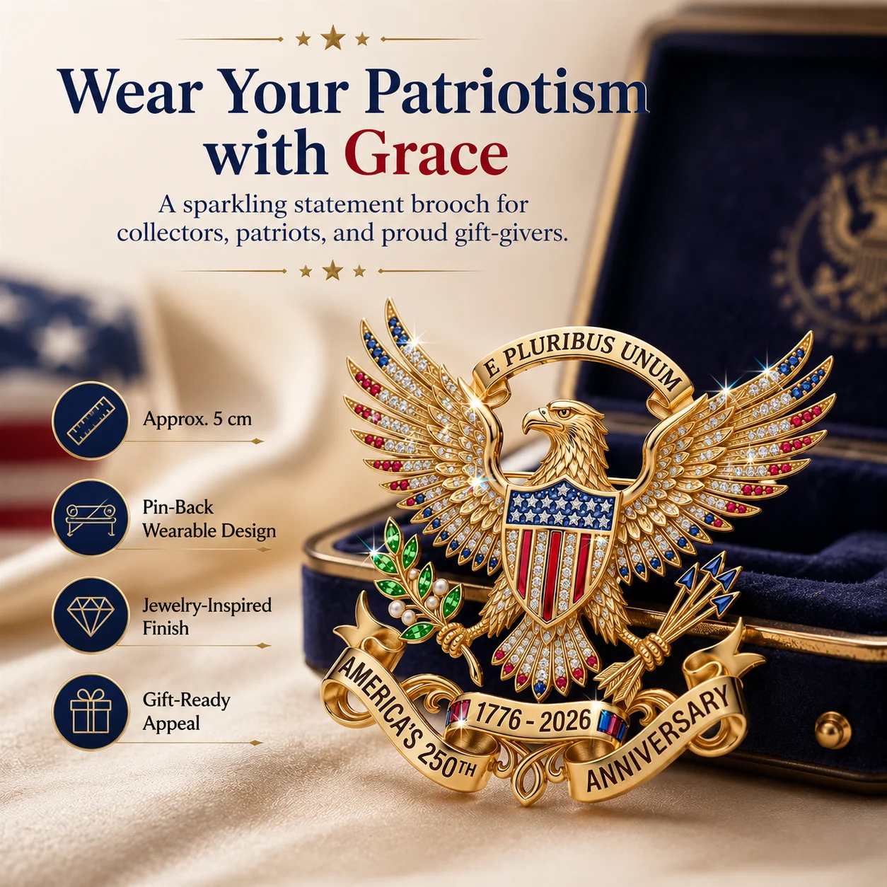 US 250th Anniversary Brooch Pin