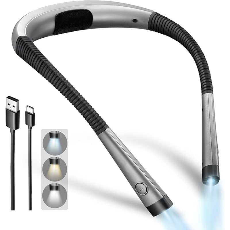 LED Neck-Hanging Reading Light — Eye-Caring, 3-Color Dimmable