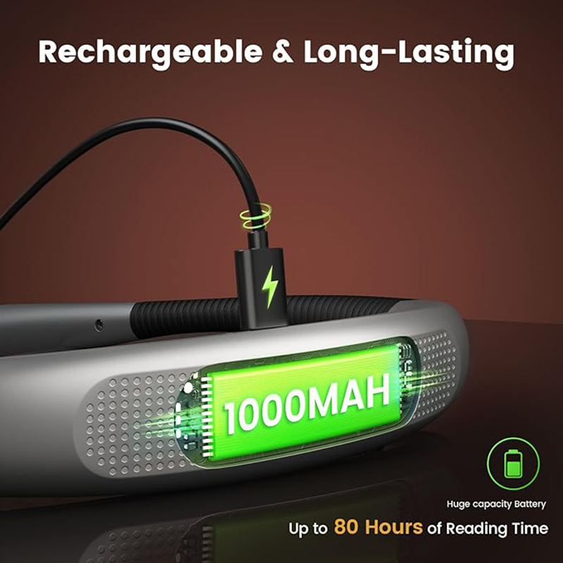 LED Neck-Hanging Reading Light — Eye-Caring, 3-Color Dimmable