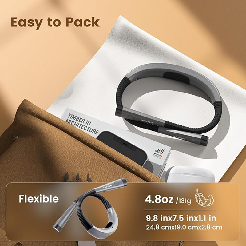 LED Neck-Hanging Reading Light — Eye-Caring, 3-Color Dimmable