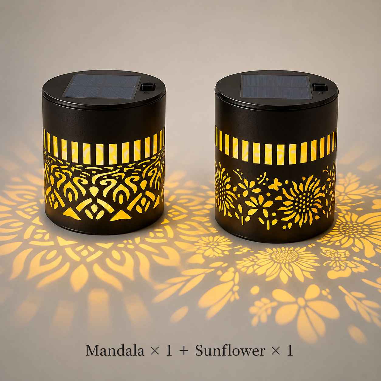 Solar Decorative Projector Light — Mandala & Sunflower