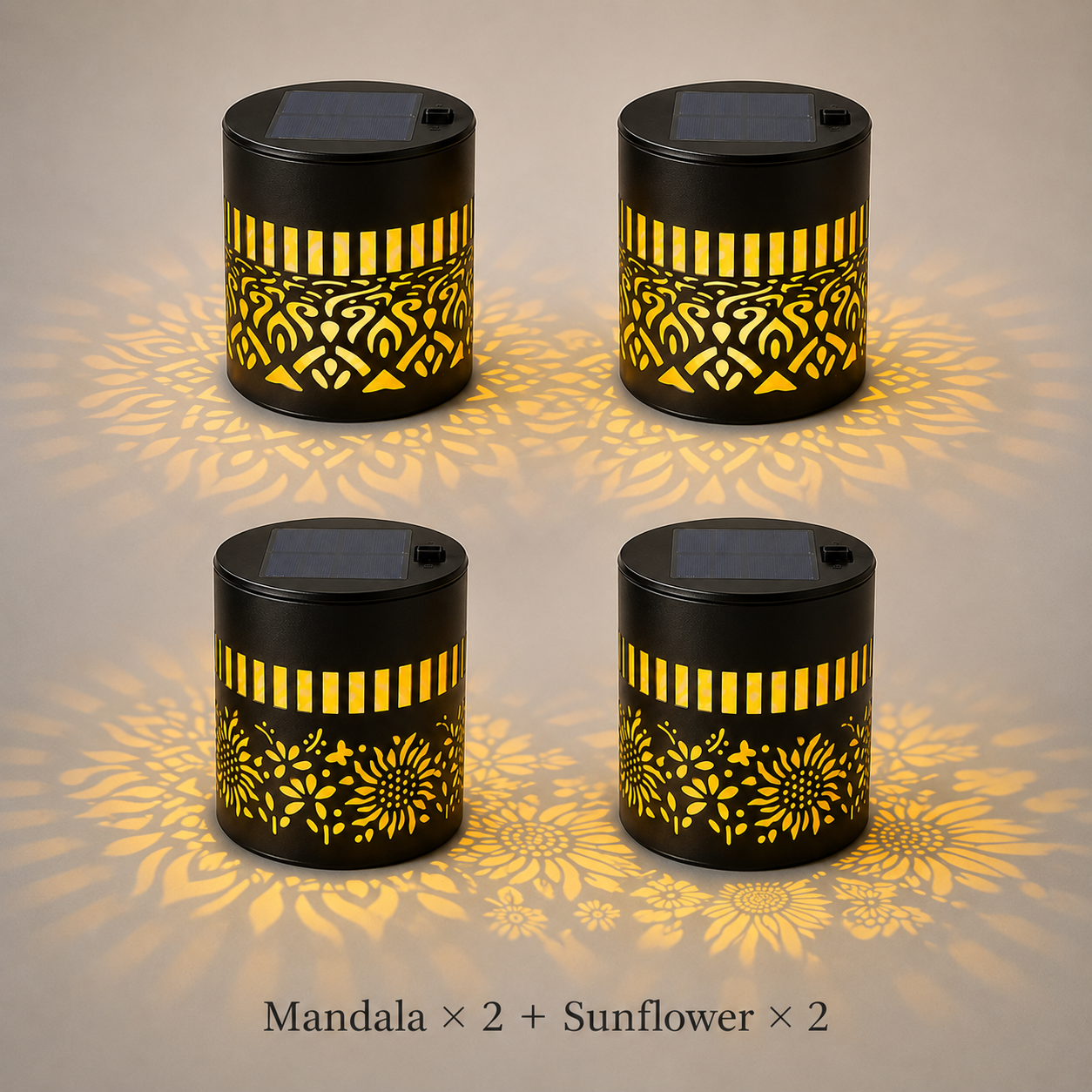 Solar Decorative Projector Light — Mandala & Sunflower