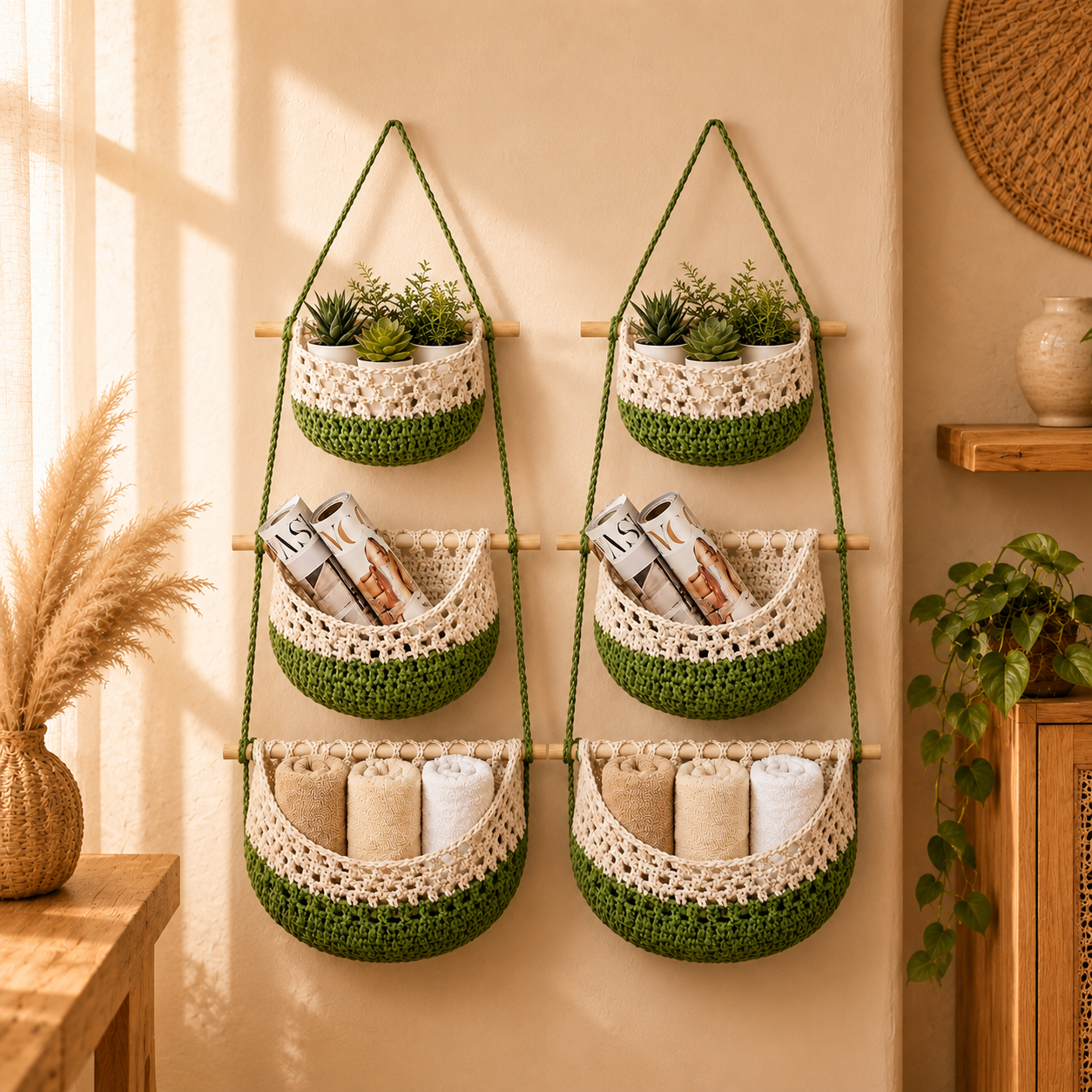 Hand-Woven Wall-Mounted Storage Net Bag-Designed specifically for homes that cherish beauty, comfort, and individuality.