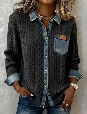 Clearance Sale! 🔥 Women's elegant slim-fit denim patchwork jacket