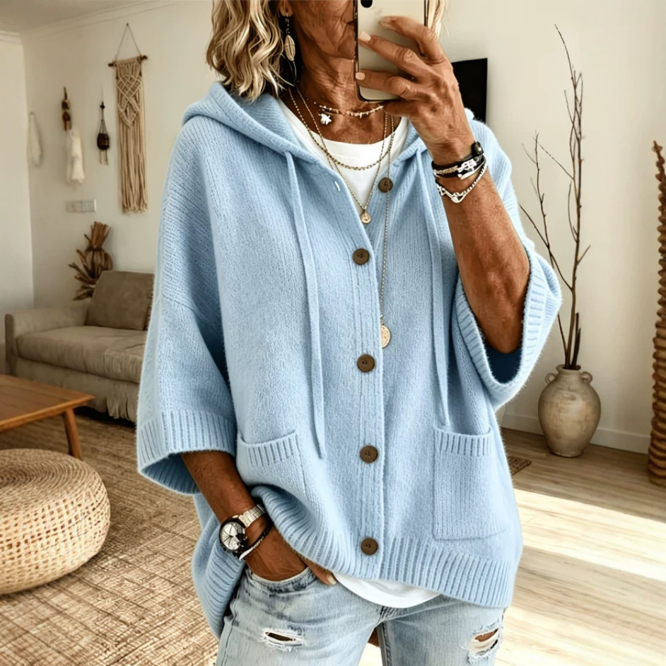 CLEARANCE SALE🔥 Women's Casual Hoodie Cotton Plain Long Sleeve Comfy Cardigan