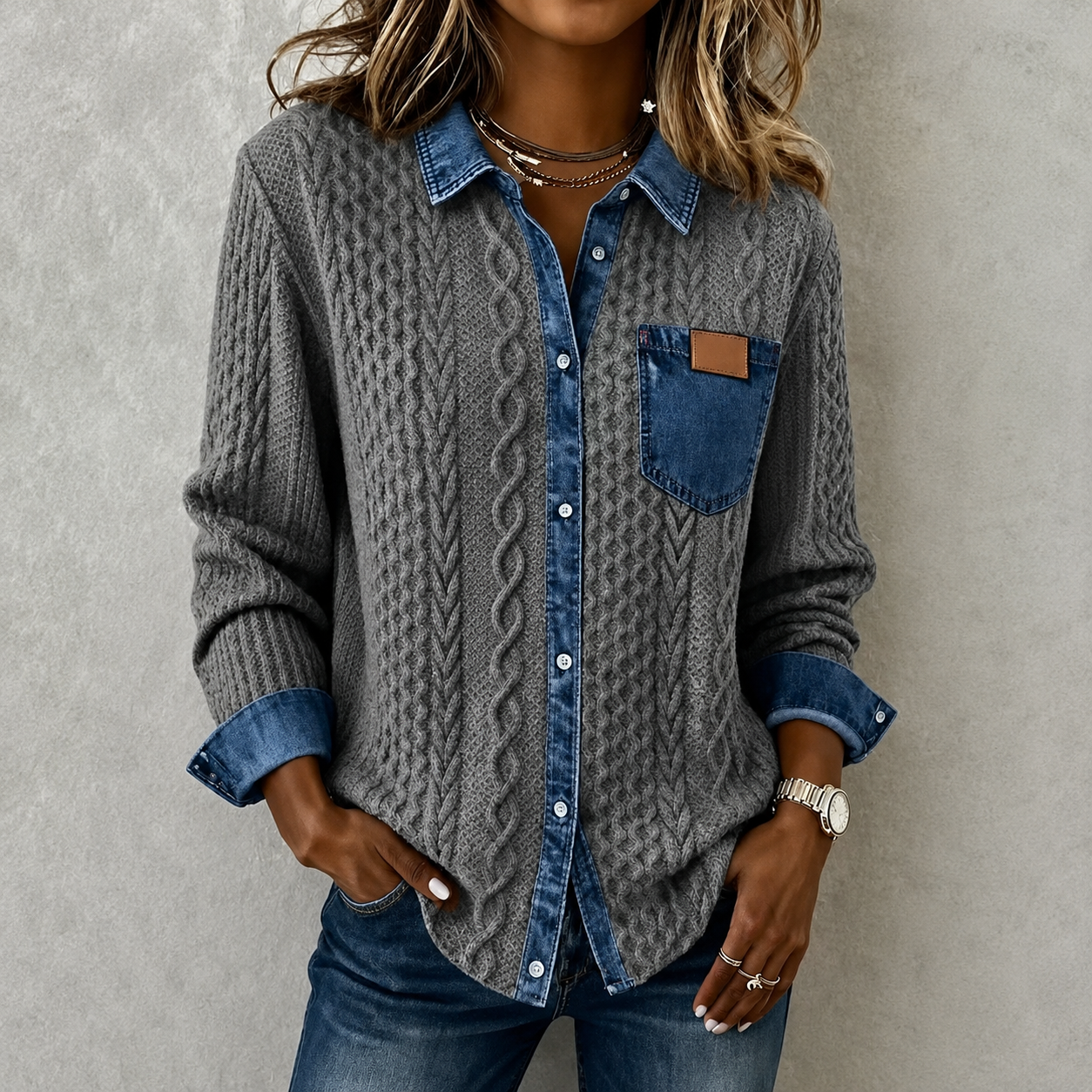 Clearance Sale! 🔥 Women's elegant slim-fit denim patchwork jacket