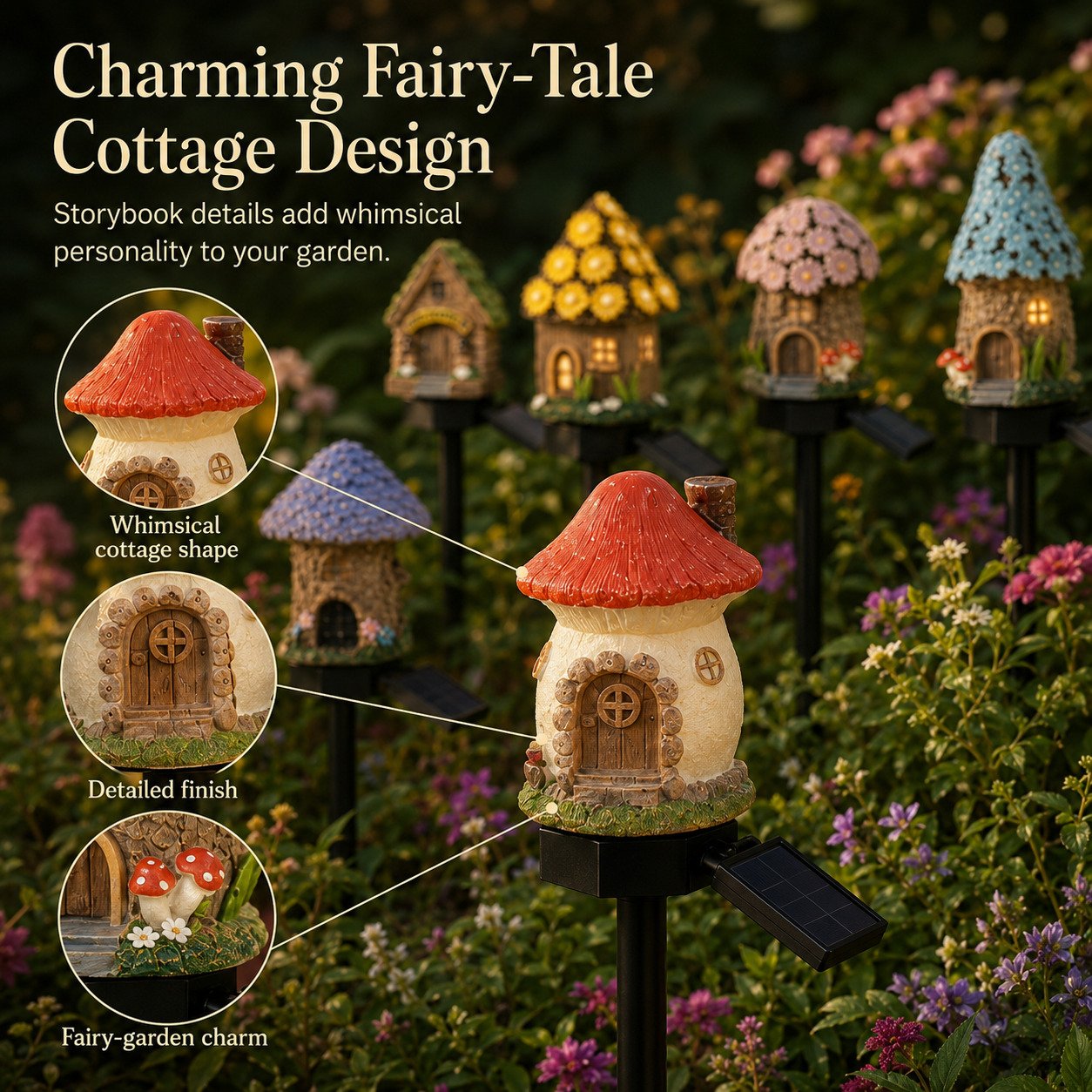 Solar Fairy-Tale Mushroom Cottage Garden Light🌟