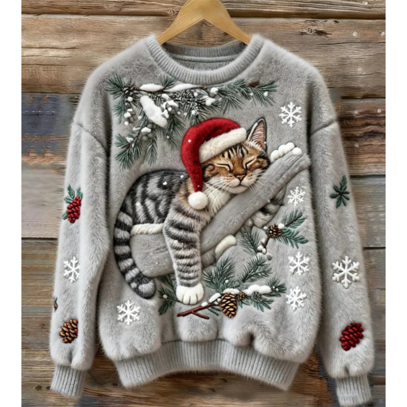 🎄New arrival🔥Cute animal round neck loose sweater top