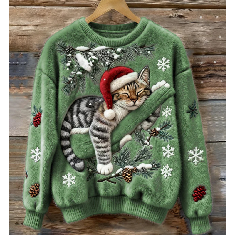 🎄New arrival🔥Cute animal round neck loose sweater top