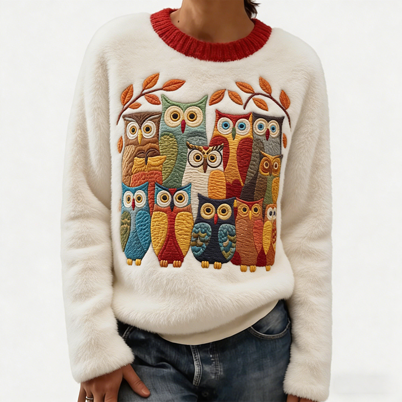 [New Arrival] 🎄 New arrival! 🔥 Cute pattern, round neck, loose-fitting sweater top.#1217-1