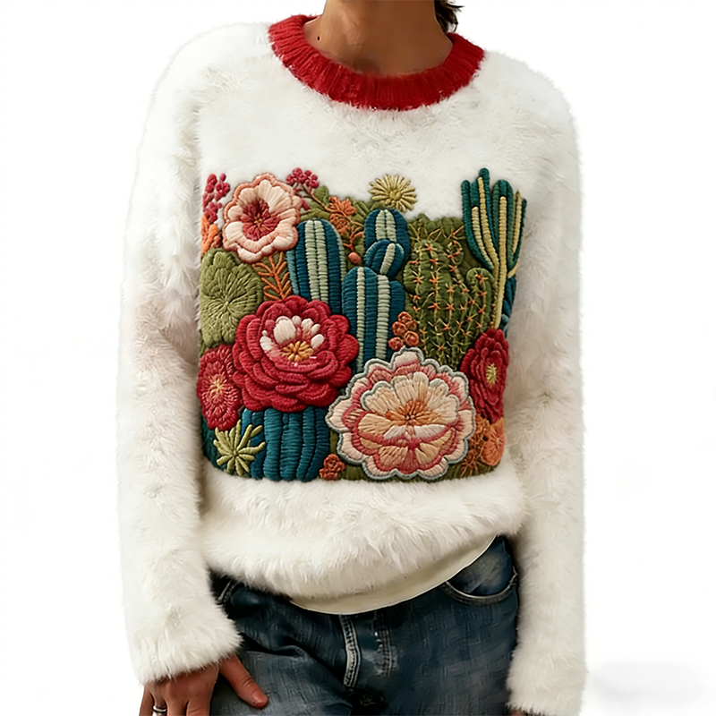 [New Arrival] 🎄 New arrival! 🔥 Cute pattern, round neck, loose-fitting sweater top.#1217-1
