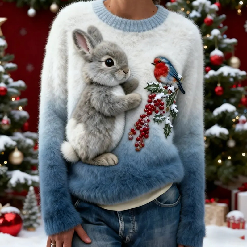 🎄New arrival🔥Cute animal round neck loose sweater top
