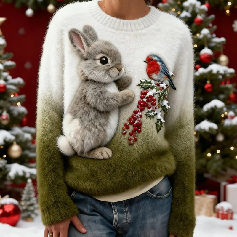 🎄New arrival🔥Cute animal round neck loose sweater top