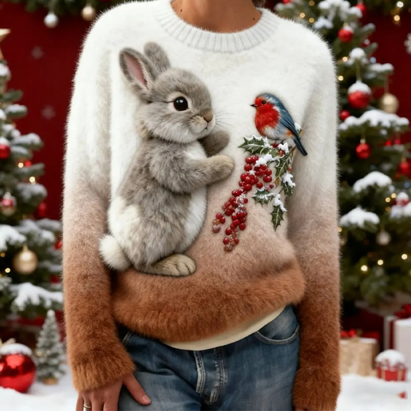 🎄New arrival🔥Cute animal round neck loose sweater top