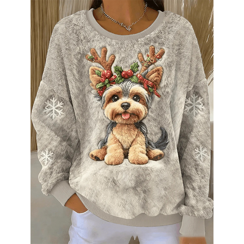 🎄New arrival🔥Cute animal round neck loose sweater top