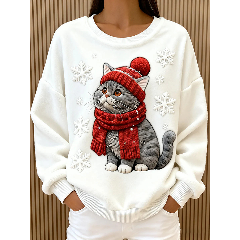 🎄New arrival🔥Cute animal round neck loose sweater top