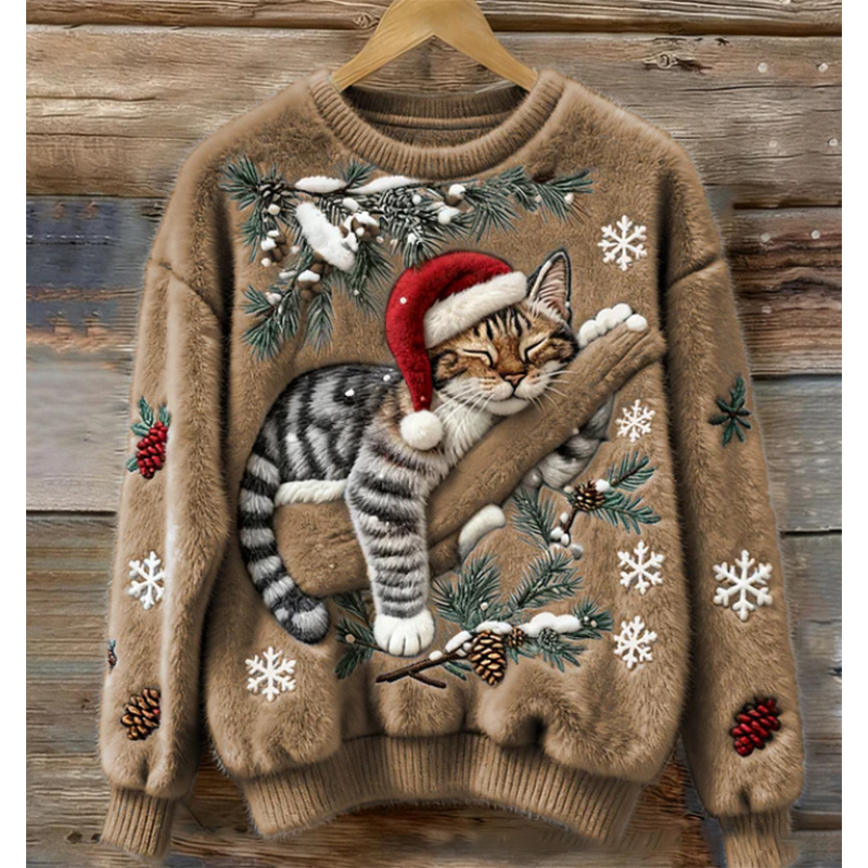 🎄New arrival🔥Cute animal round neck loose sweater top