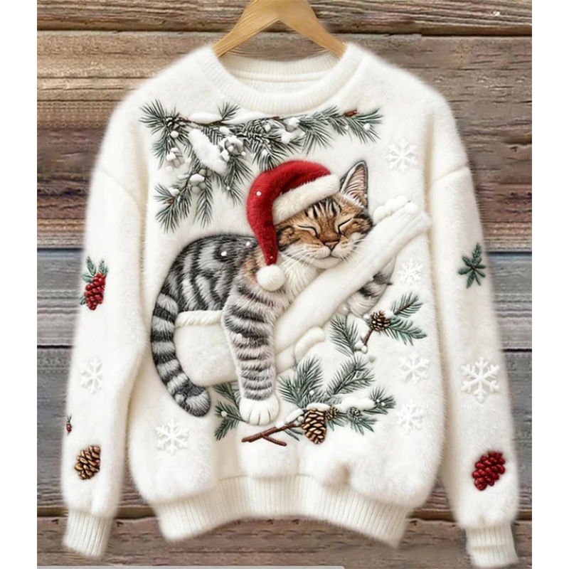 🎄New arrival🔥Cute animal round neck loose sweater top
