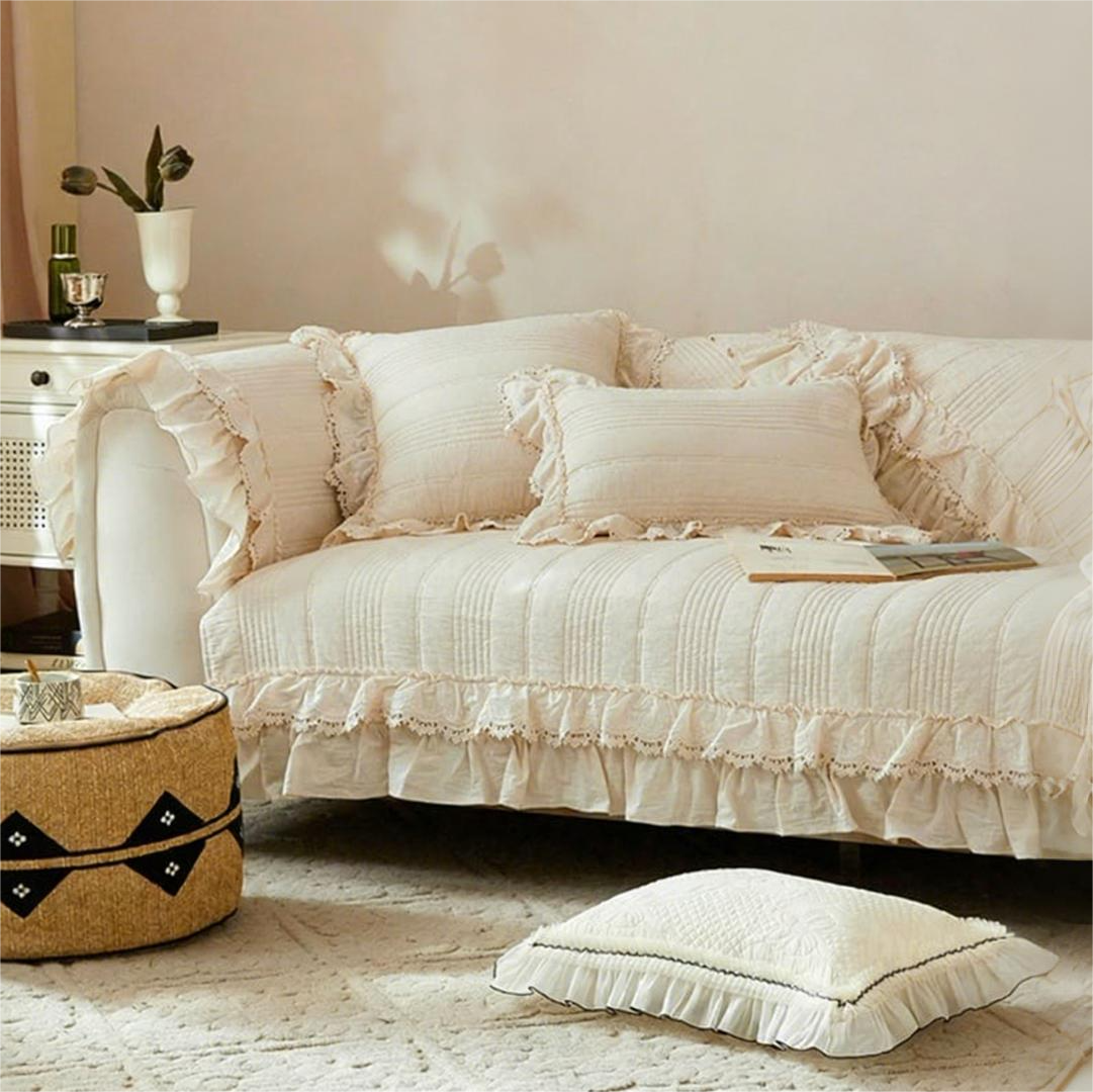 Cotton Linen Sofa Cover Minimalist Non-Slip Couch Protector