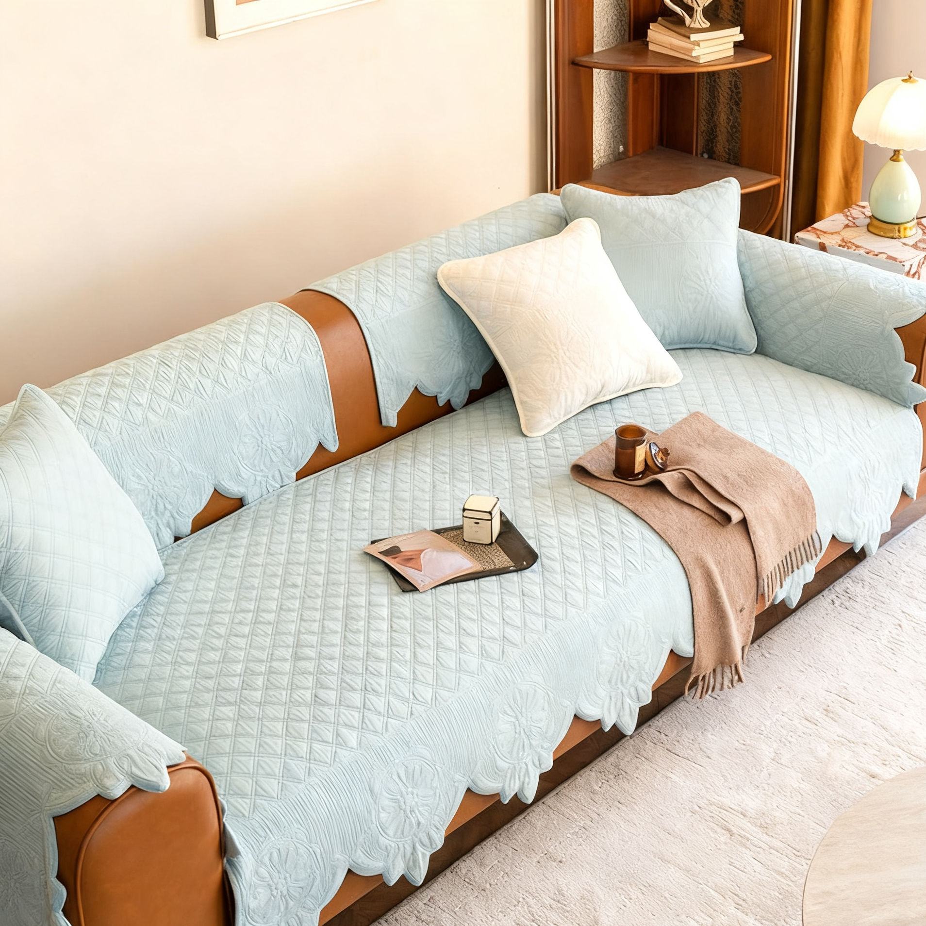 Minimalist Anti-Slip Sofa Cover: Custom Size Couch Protector, 100% Cotton Pad