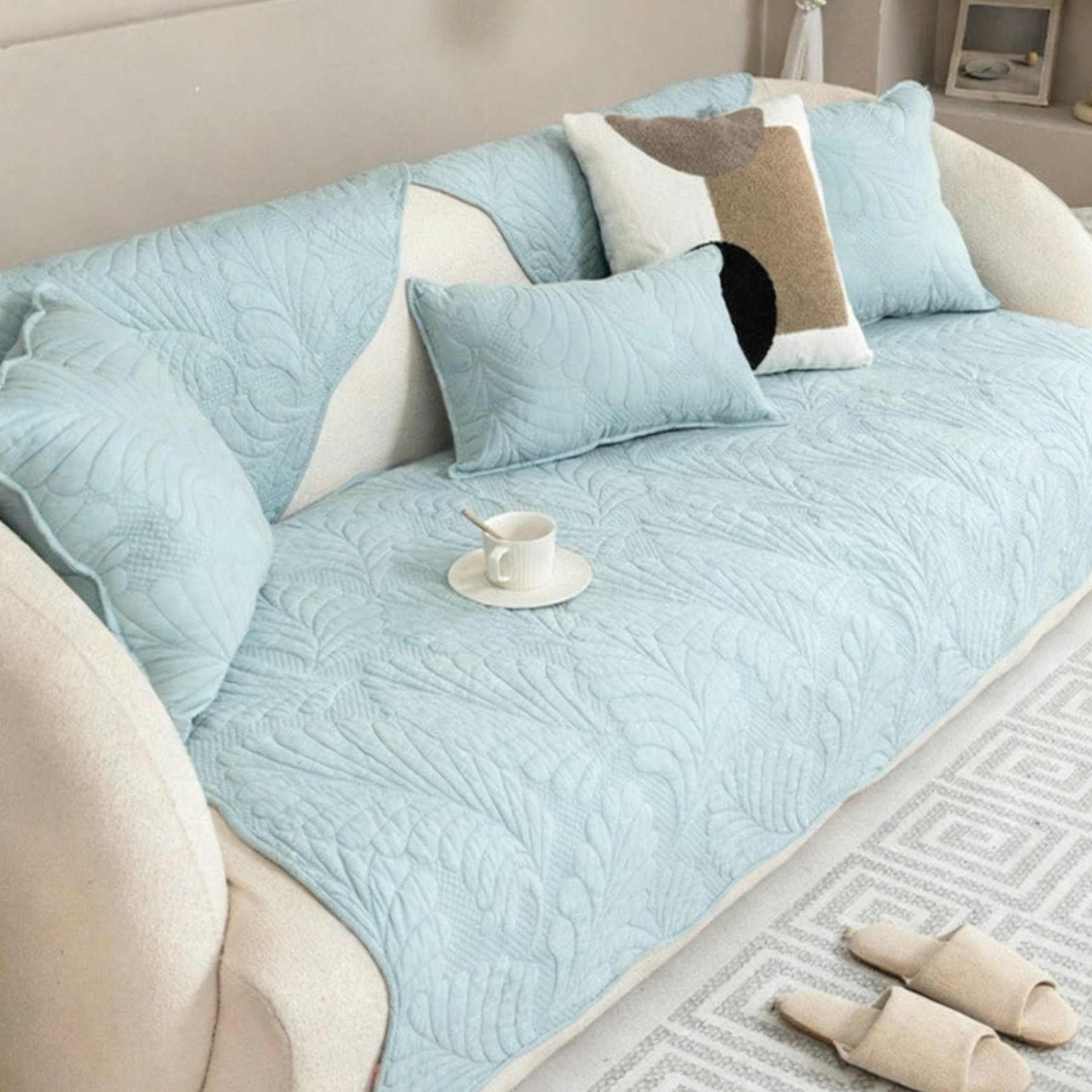 Minimalist 100% Cotton Anti-Slip Sofa Cover: Pet & Child Friendly Cushion, Breathable Pad Protector